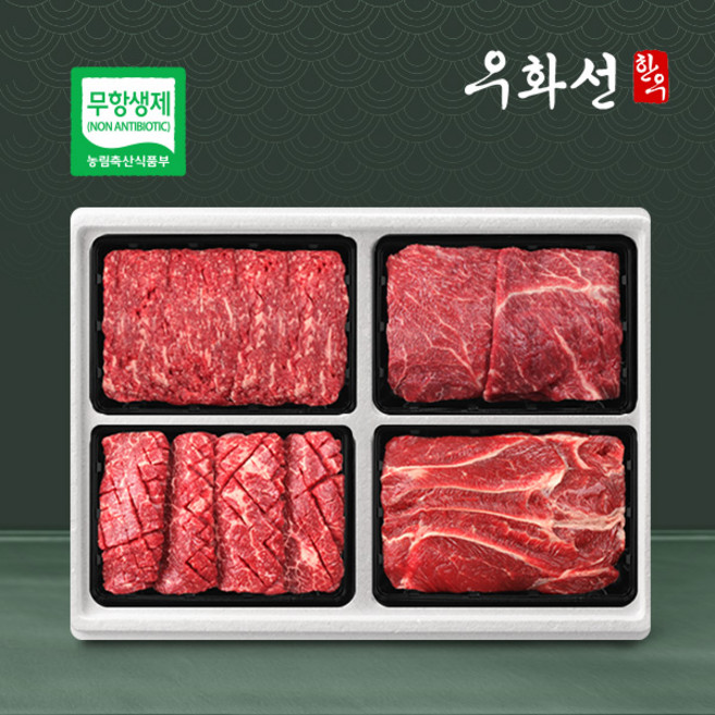 무항생제 한우 1+등급 프리미엄 정육 선물세트(불고기+국거리+산적+장조림/팩당500g/총2.0kg)냉장, 없음, 1개