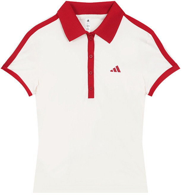 아디다스 W Tennis Classic 폴로 반팔 티셔츠 크림 화이트+레드