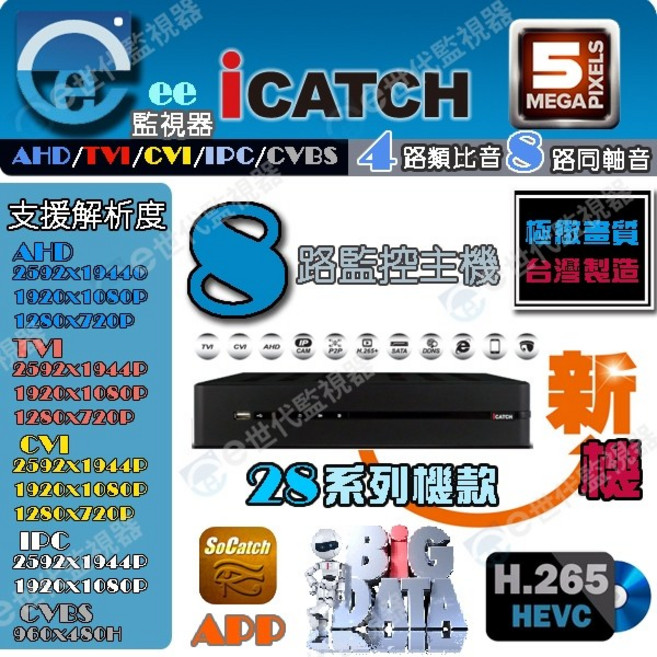 iCATCH 8路 H.265 監控主機, ICATCH可取8路監控主機, ICATCH可取8路監控主機