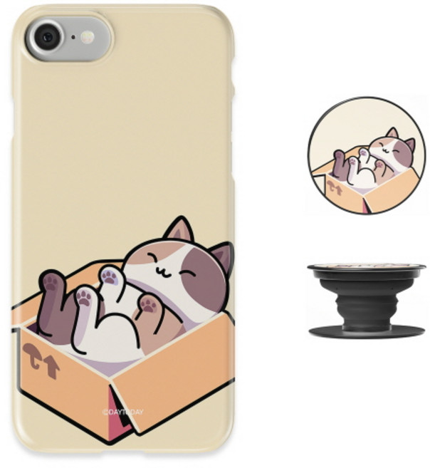 데이투데이 아이폰7 케이스 벌러덩누웠냥 고양이 스마트톡
