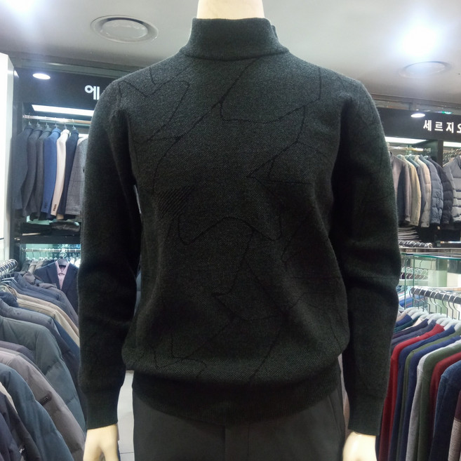 [겨울 이월특가 75%] 세르지오 에스에스패션 남성 캐주얼 밍크기모 안감 한겨울까지 따뜻하고 편안한 스타일리시한 반폴라 니트 긴팔 티셔츠