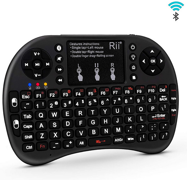 Rii i8+ Bluetooth 영어 키보드 스마트폰 노트북/PC/Windows/Mac/TV 박스용 터치패드 백라이트 휴대용 무선 키보드, RII-I8+BT-US