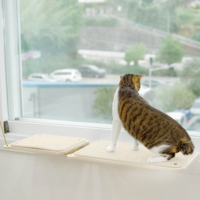 캣돌 고양이 창문 창틀 선반 해먹 캣타워, 대형(아이보리), 1개
