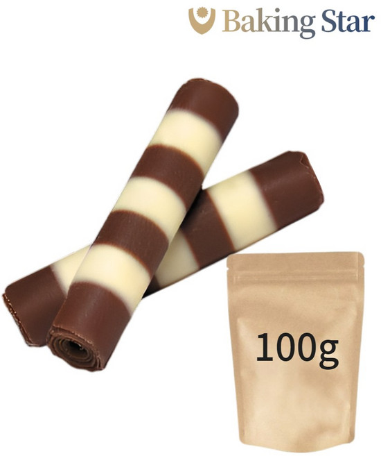 초코스틱 지브라포 100g 듀오롤 데코 마카롱 케이크 장식 팬더롤 소분, 100g(소분)케이스, 1개
