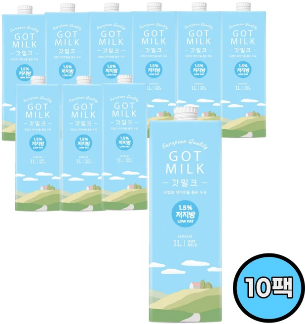 믈레코비타 갓밀크 저지방 수입멸균우유 GOT MILK 1L(10입), 1L, 10개 - 쿠팡