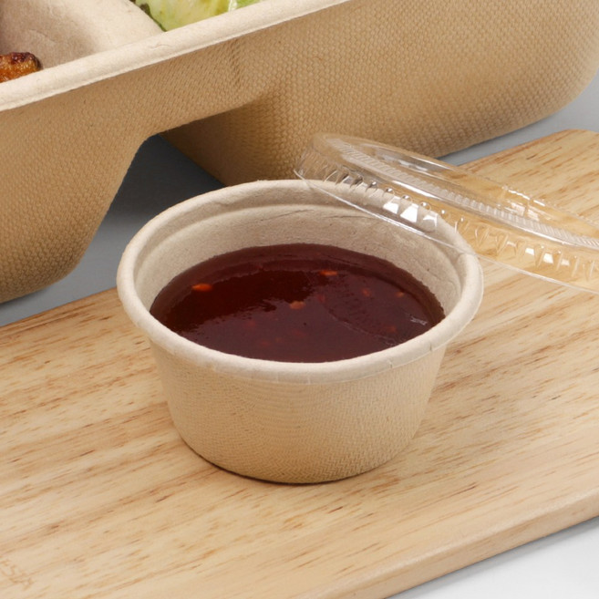 [SI] 펄프 소스컵 2온스 2000세트 페트뚜껑 샐러드 탕수육 군만두 튀김 간장 양념 용기, [SI] 2oz 펄프소스컵+페트뚜껑, 1개