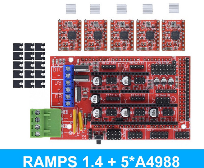 램프 1.4 3D 프린터 키트 제어판 프린터 제어 5Pcs A4988 또는 DRV8825 3D 프린터 용 드라이버 모듈 전자 부품 액세서리 소스, With A4988