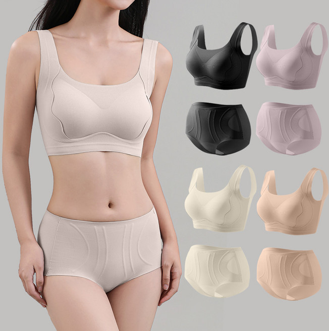 브라5종 + 팬티5종 안입은 듯 편안한 여자 심리스 브라팬티 세트 노와이어 무봉제 데일리