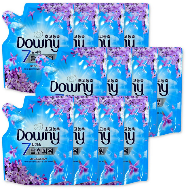 다우니 섬유유연제 레몬그라스와 라일락 미니 파우치 200ml, 12개