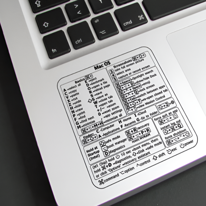 [DND] 윈도우 단축키 스티커 맥북 워드 엑셀 단축스티커 화이트 블랙, Word Excel (검정배경 흰글씨 F), 1개