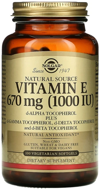 솔가 비타민 E 1000IU 믹스드 토코페롤 글루텐 프리 무설탕 베지테리안 소프트젤, 1개, 100정 - 쿠팡