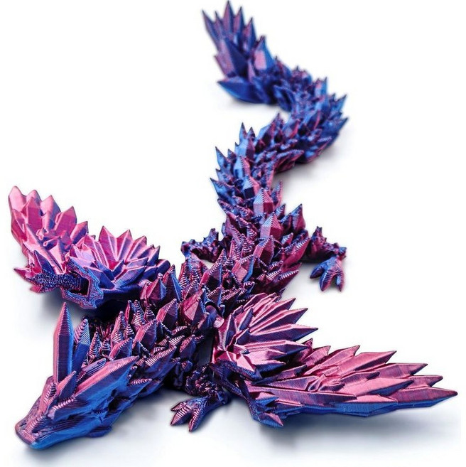 Youni 3D드래곤 관절피규어 날개 펼침 가능 40/61cm 크리스탈모형 용 인테리어소품 프린팅 가동 관절 완구, Laser purple blue
