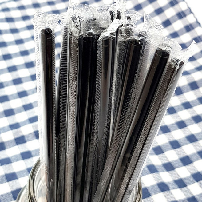 스트롱팩토리 개별포장 일자빨대 검정 21cm 500개입, 1팩