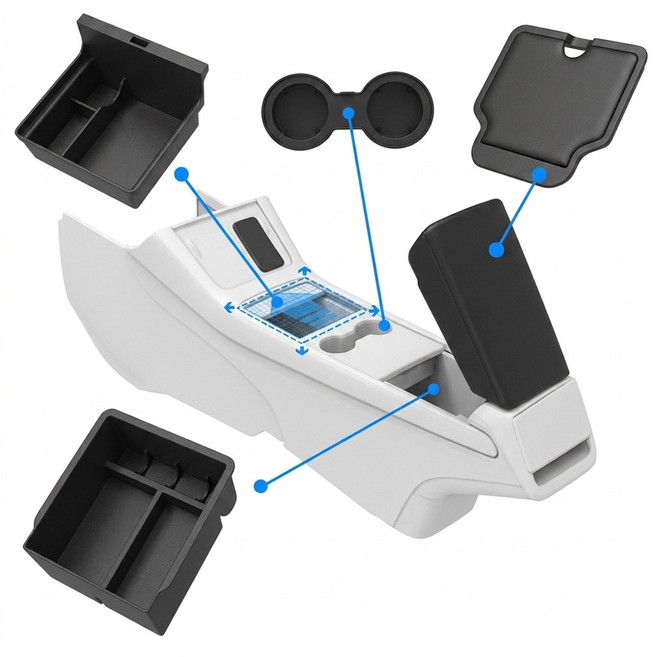 호환 테슬라 주니퍼 하이랜드 센터콘솔 정리함 보관함 수납함 케이스 신형 모델3 모델y, 앞면 수납함, 앞면 수납함, 테슬라 신형 주니퍼or하이랜드