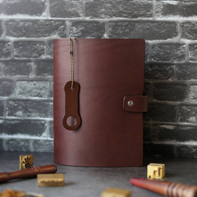 701 가죽 6공 만년 다이어리 각인 커버 고급 a5 업무 수첩 바인더 노트, A5(25절), 다크브라운