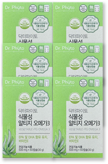 닥터파이토 식물성 알티지 오메가3 혈행개선 500mg 60캡슐 6박스, 60정, 6개