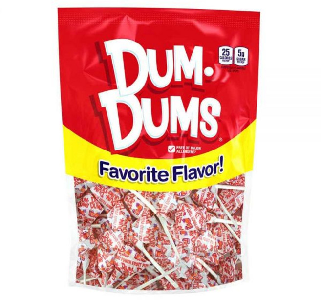 Dum Dums 낱개 포장 캔디 사탕 덤덤스 블루 라즈베리 롤리팝 개별 포장된 롤리팝이 들어있는 대용량 가방 단일 맛 고급 50개입, 1개
