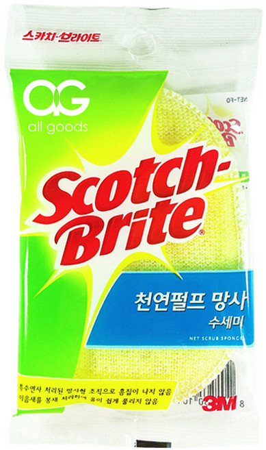 스카치브라이트 천연펄프 망사 수세미 타원형 랜덤발송, 1개입, 1개
