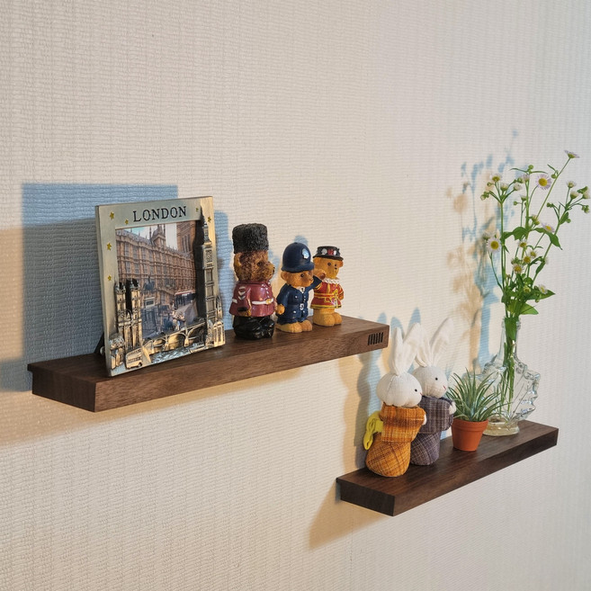 마리우드 무지주 무타공 꼭꼬핀선반 원목벽선반, 월넛