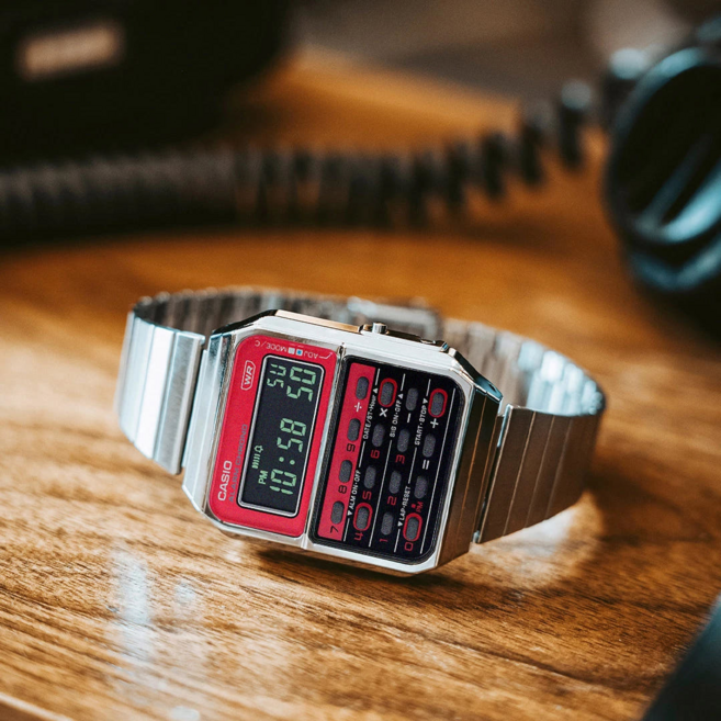 CASIO 카시오 CA-500WE-4B 레트로 팝 레드 계산기 시계