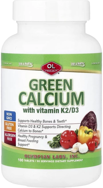 Olympian Labs 비타민K2/D3 함유 녹색 칼슘 100정, OlympianLabs비타민K2D3함유녹색칼슘100정, 1개 - 쿠팡