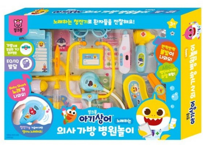 지나월드웍스 핑크퐁 아기상어 의사가방 병원놀이, 혼합색상, 1개