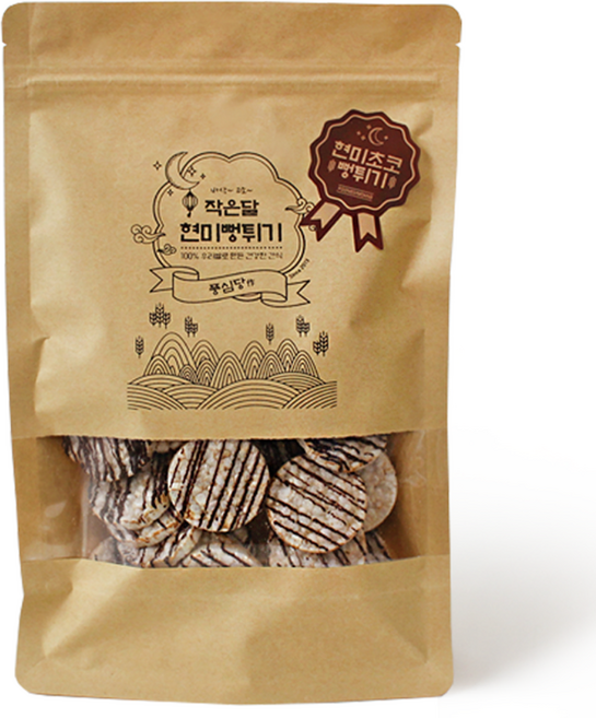 풍심당 작은달 국내산 현미 무설탕 초코 뻥튀기 쌀과자 인기과자 회사 간식, 1개, 100g