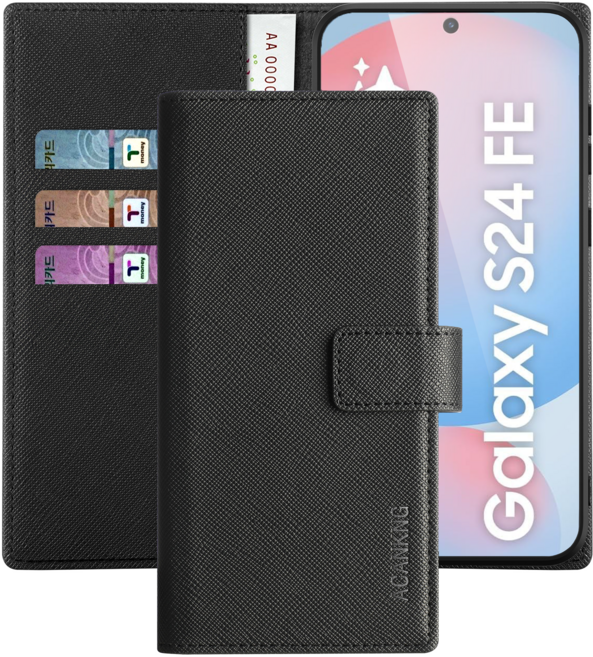 아칸크 지갑형 가죽 카드수납 다이어리 휴대폰리 케이스+지문인식 보호필름 풀세트