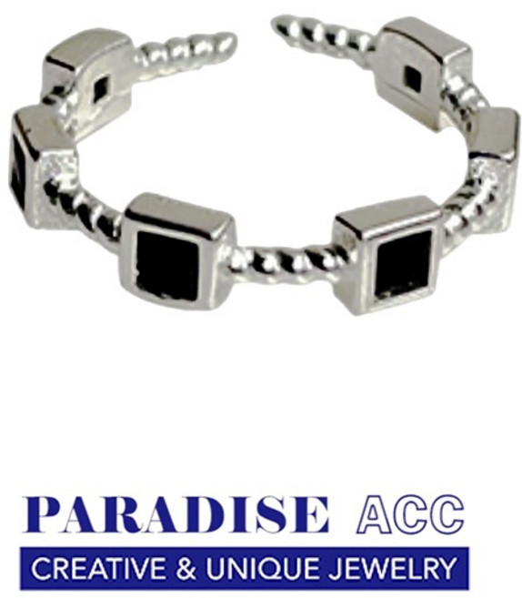 PARADISE 做舊簡約瑪瑙戒指 歐美冷淡風潮流鍍厚銀個性百搭秋冬款開口可調節