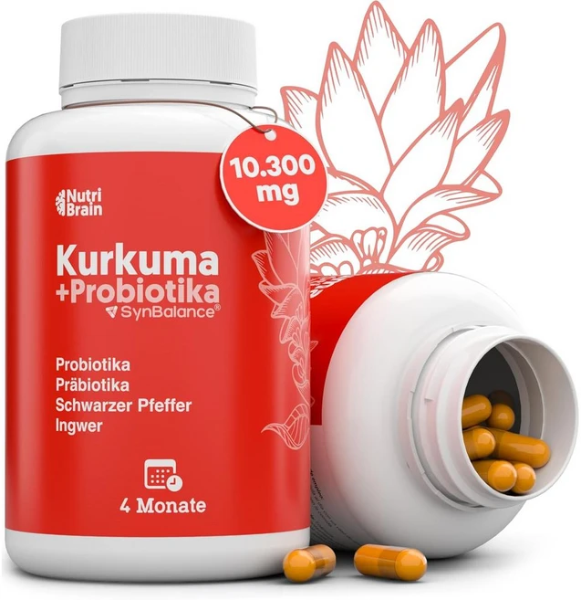 독일 뉴트리브레인 NUTRIBRAIN Turmeric 터메릭 with 프로바이오틱스 & 프리바이오틱 10 300 mg 캡슐, 125정, 2개 - 쿠팡