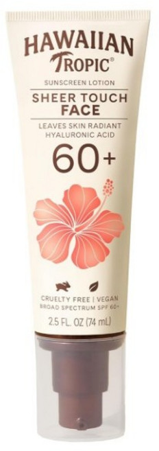 하와이안 트로픽 쉬어 터치 얼굴 선크림 SPF60 74ml 여행용 미국정품배송, 1개
