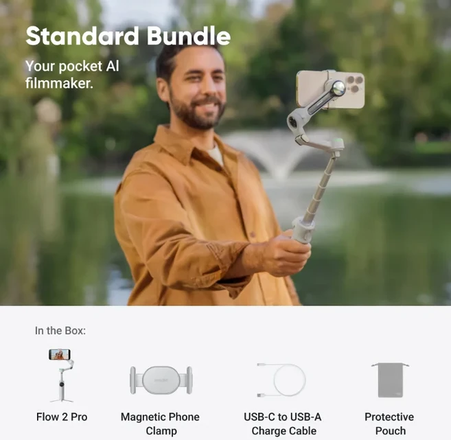 [New] Insta360 Flow 2 Pro 스탠다드 에디션, 03 Gray Standard, 스톤그레이, Flow2 Pro Vlog키트