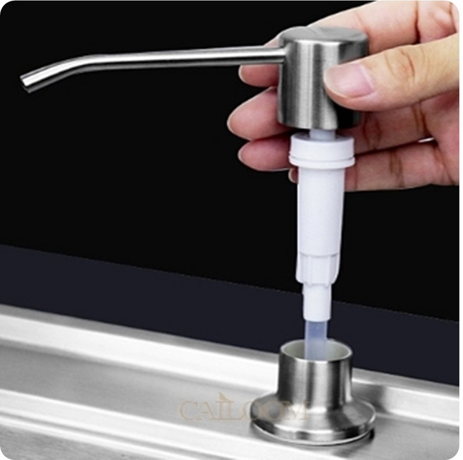 CAILOOM 주방세제펌프 싱크대 매립형 세제통 디스펜서 퐁퐁 물비누통, 실버, 1개