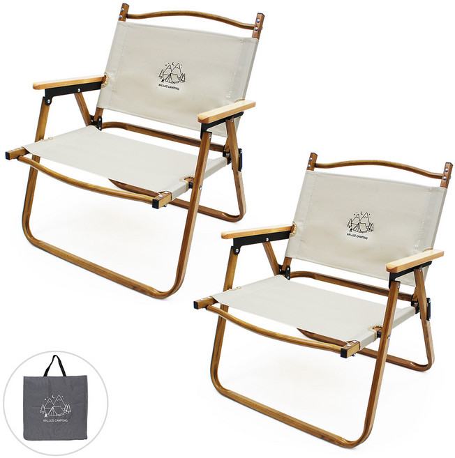 칼루스 원목 로우체어 1+1 가방포함, 커밋체어 세트 아이보리