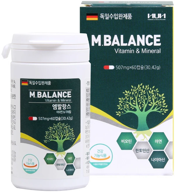 엠발랑스 비오틴 멀티비타민 미네랄 60캡슐, 1개, 60정 - 쿠팡