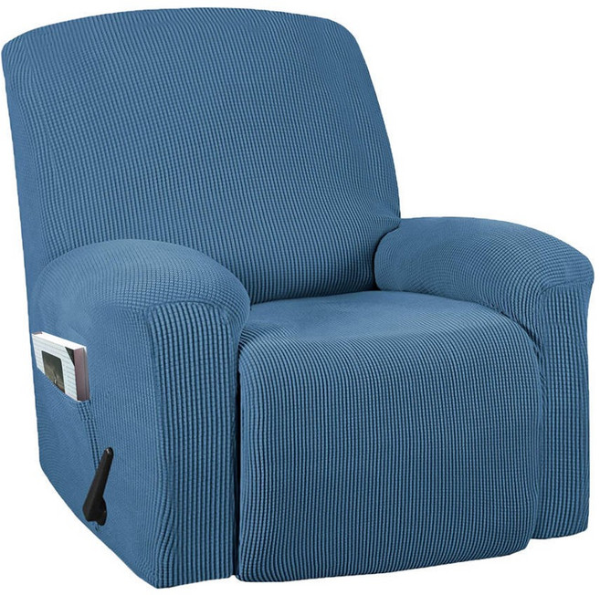 SKANDSALO 리클라이너쇼파커버 스킨스 스판 가죽 천갈이 덮개 1인용 일체형 분리형, 푸른 색