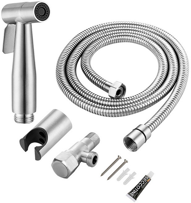 304不銹鋼 免治沖洗器 增壓婦洗器 衛浴清潔, 馬桶噴槍-活動三通款(送馬桶掛架), 1個