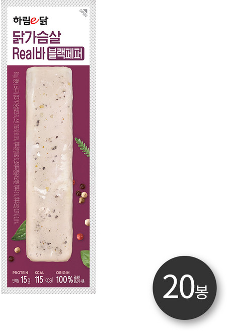하림이닭 닭가슴살리얼바블랙페퍼 80g, 20개