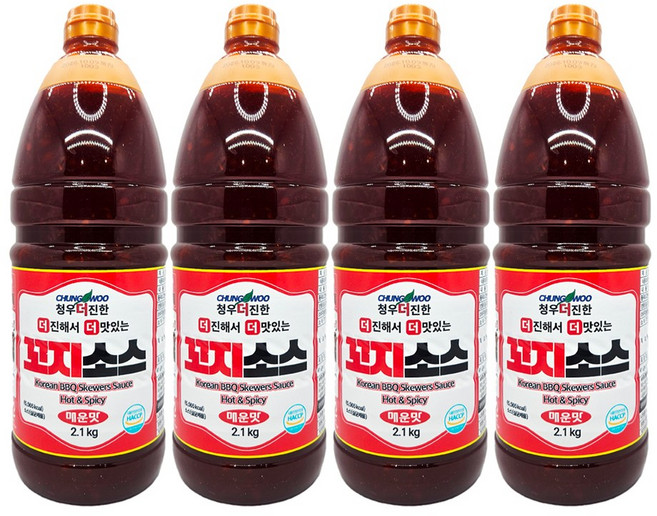 청우 더진한 닭 염통 꼬치소스 꼬지소스 양념 매운맛 PET 2.1kg, 4개