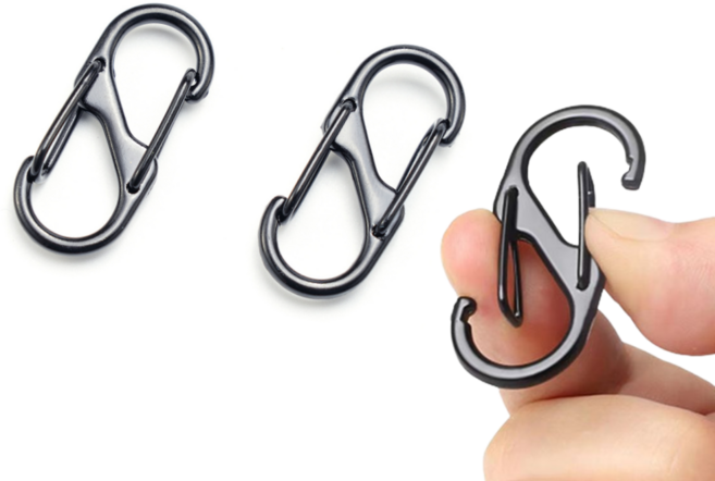 하루생활 다용도 캠핑 s형카라비너 s비너 잠금형 30mm 16개 한세트, 1세트, 실버