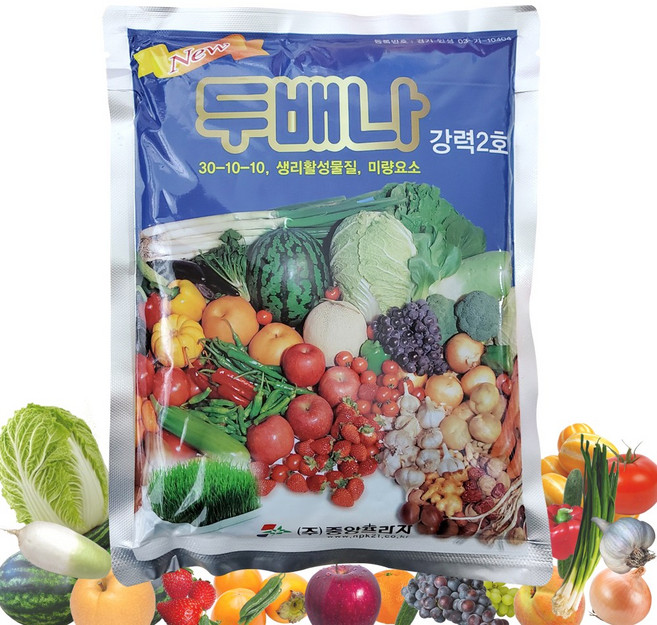 농작물 과일 채소 곡류 고추 배추 상추 사과 딸기 복숭아 비료 흡수빠른 생육촉진 웃거름 영양제 NPK 추비 크기증대 결구촉진 두배나강력2호 500g+계량수저_식물이름표set, 500g, 1개