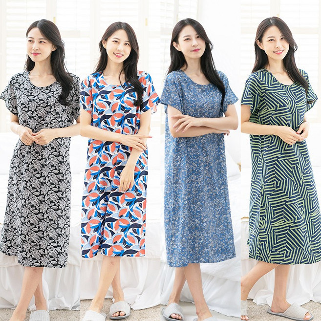 민트코코아 인견 여성 반팔 홈웨어 원피스 실내복 이지웨어 빅사이즈 10종택1