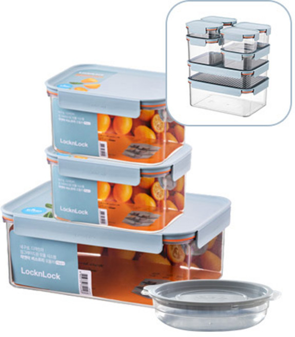 락앤락 비스프리 모듈러 플러스 민트 3개 세트 2+1+[가쯔 용기] 밀폐용기 반찬통 냉동밥보관용기 냉장고 냉동실 정리용기 전자레인지용기, 직사각 1.5L*2+3.5L*1+가쯔, 1개