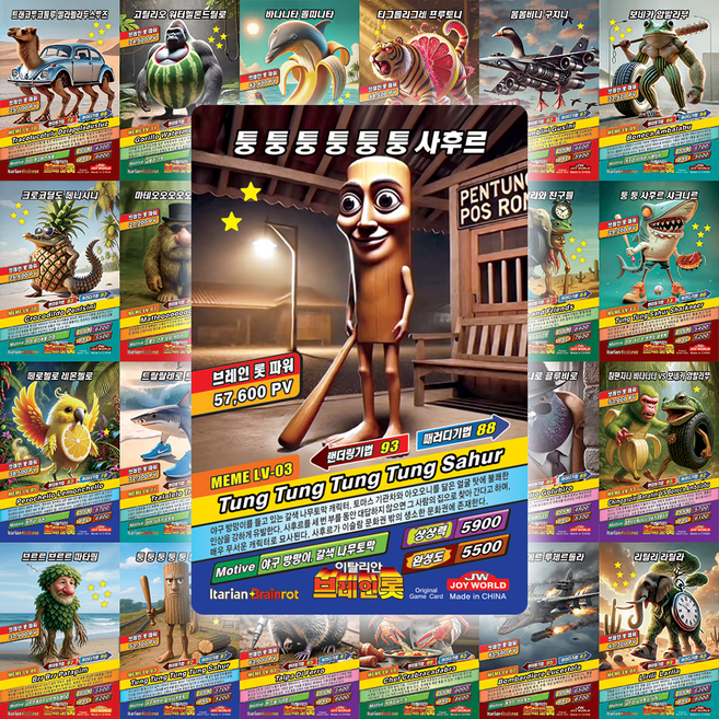 한글판 중복없음 36장세트 이탈리안 브레인롯 밈 포토카드 로모 LOMO 게임, 1개