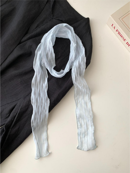 젬버트 여성 쉬폰 플리츠 링클 시스루 롱 스카프 여름 머플러