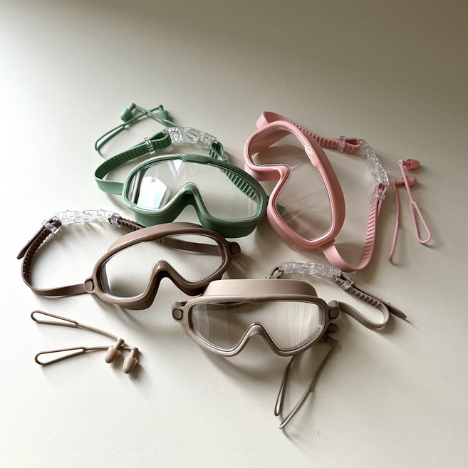 지아지조 스윔고글 어린이 물안경 유아 물놀이 수경 물놀이용품 보관케이스포함, 키즈, 브라운