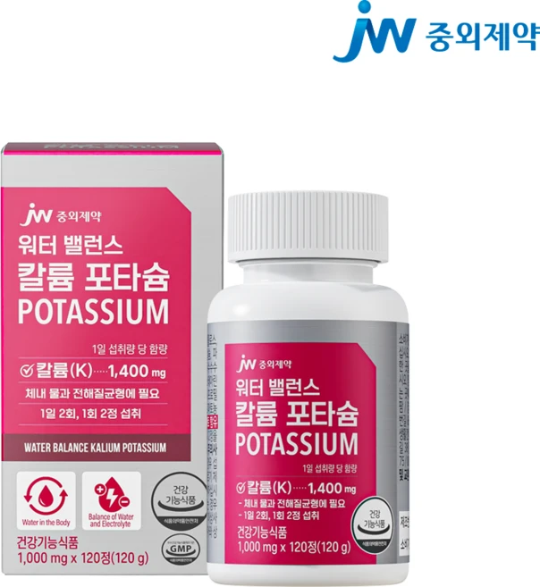 JW중외제약 워터 밸런스 칼륨 포타슘, 120정, 1개 - 쿠팡