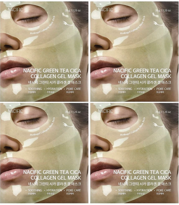 나시픽 그린티 시카 콜라겐 젤 뷰티 마스크 4매입 각 35g NPC-46587 - 쿠팡