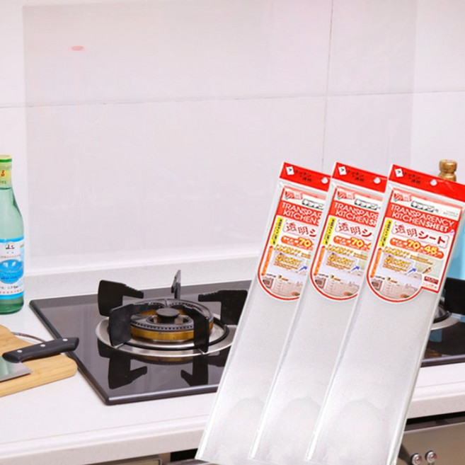 주방 투명 타일시트지 3개 렌지 주방벽 오염 기름튐방지 필름, 1세트