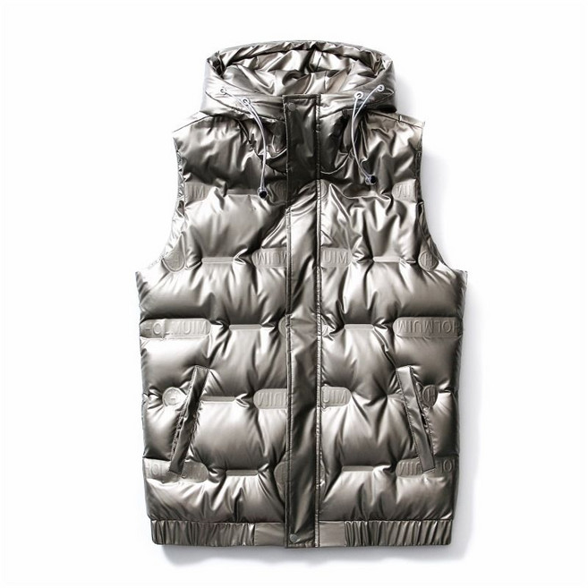 남성 빅사이즈 화려한 유광 퀄팅 스트릿 오버핏 후드 패딩 조끼 겨울 다운 베스트